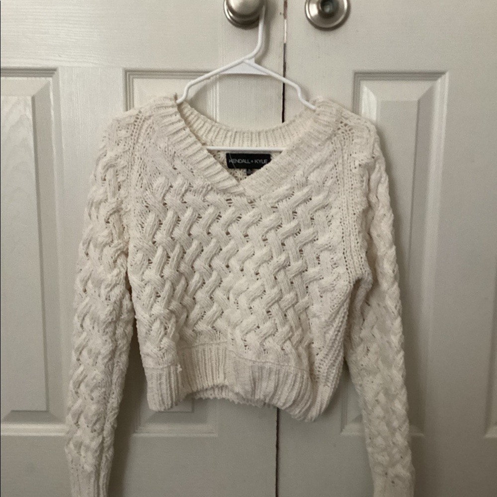 Kendall and Kylie cropped white sweater